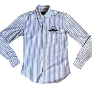 Ralph Lauren Rowing Club Embroidered Blue Stripe Slim Fit Button Down 4